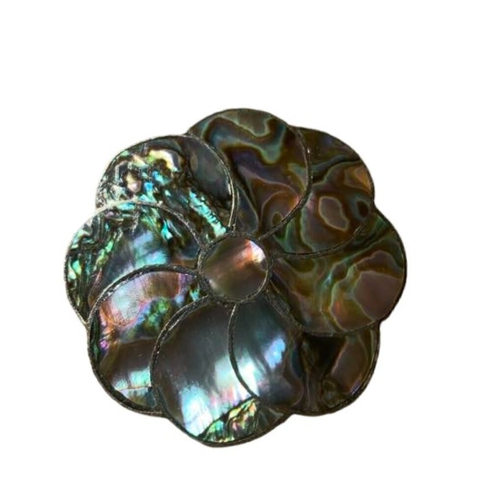 Vintage Sterling Silver Mother of Pearl Flower Pin/Brooch